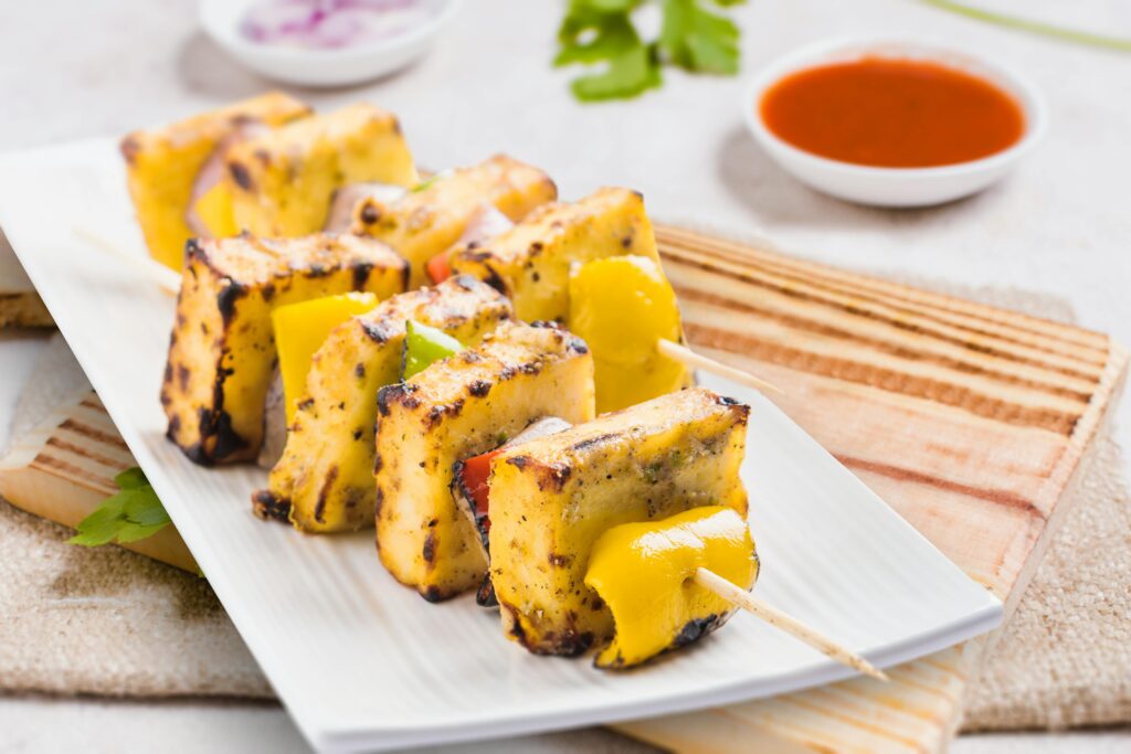 grilled paneer tikka without cream – healthy Indian recipe